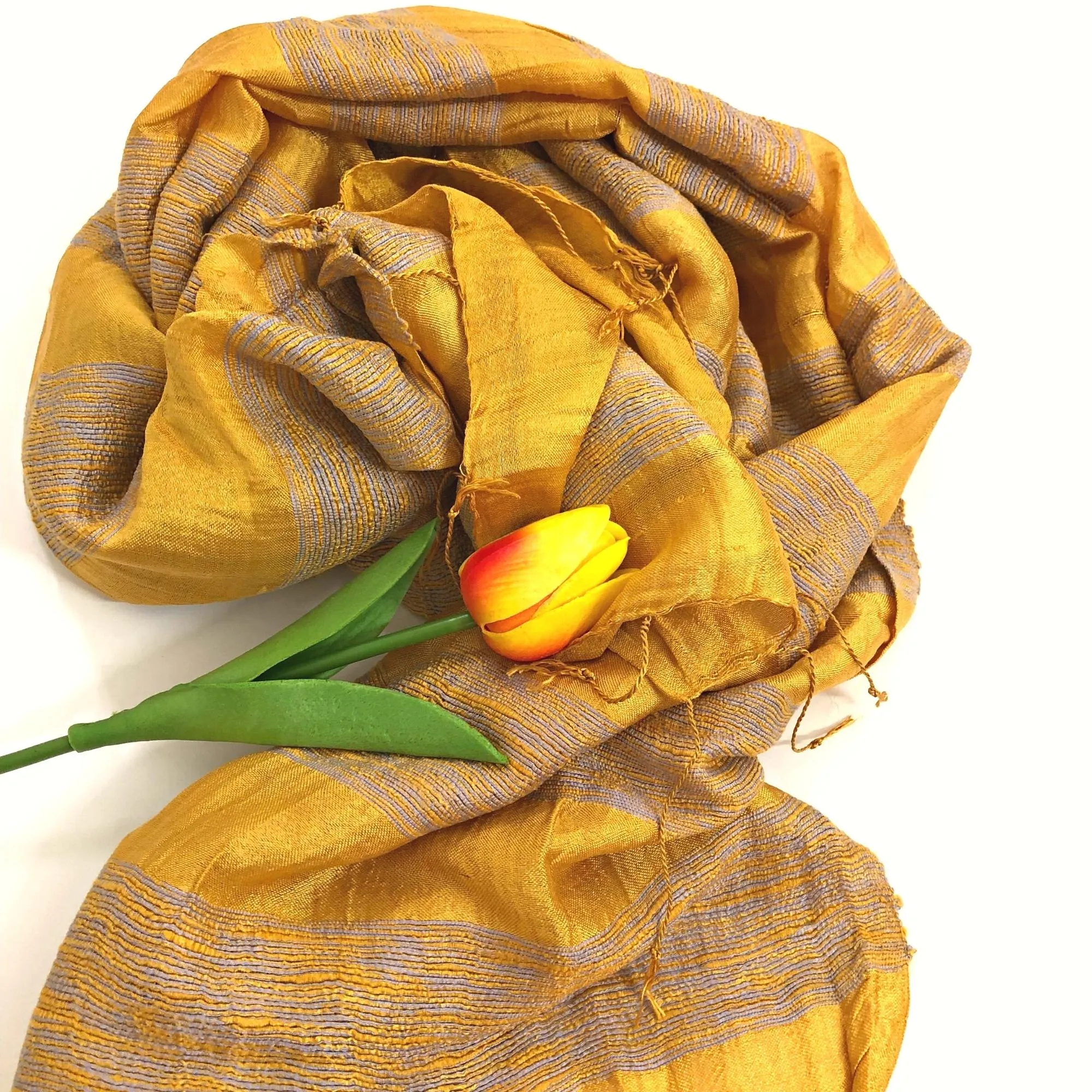 100% MULBERRY SILK SCARF - Pure mulberry silk - Long silk scarf - Women's Scarves - Fashion Scarf - Luxury Scarf - Gift for her - Yellow silk scarves