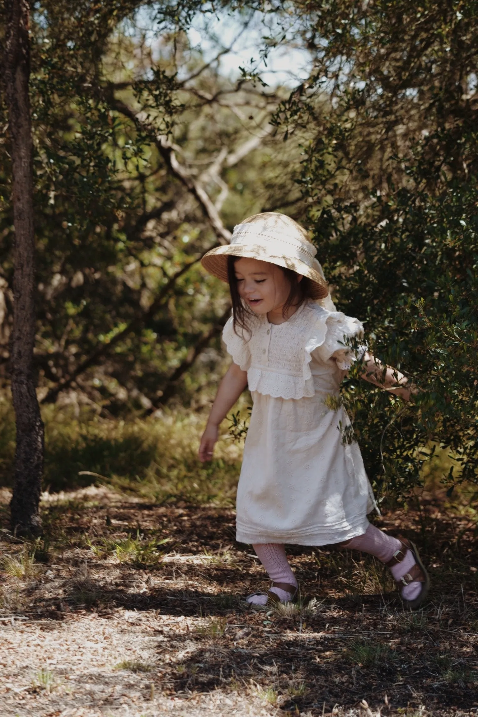 100% RECYCLED COTTON - ANNABELLE GIRL'S DRESS ANTIQUE WHITE