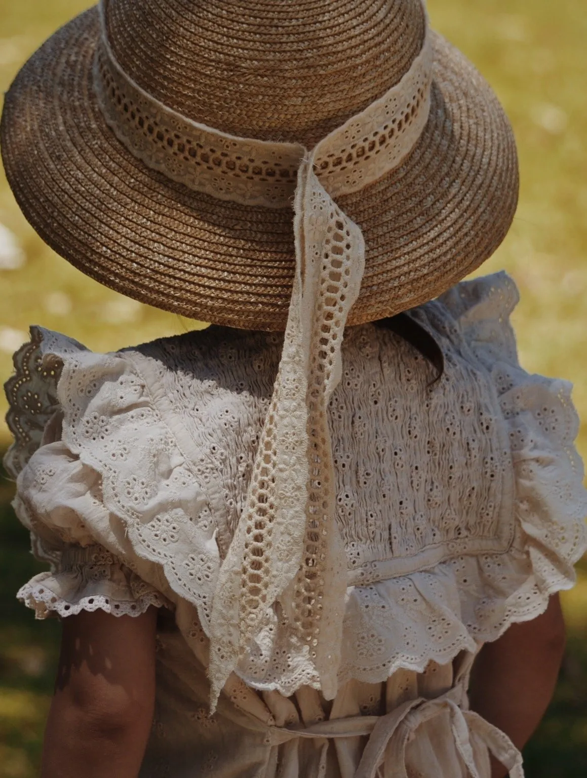 100% RECYCLED COTTON - ANNABELLE GIRL'S DRESS ANTIQUE WHITE