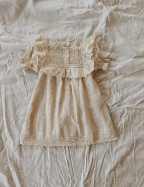 100% RECYCLED COTTON - ANNABELLE GIRL'S DRESS ANTIQUE WHITE