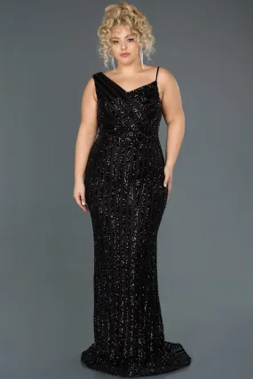 14720 Black One Shoulder Sequined Dress