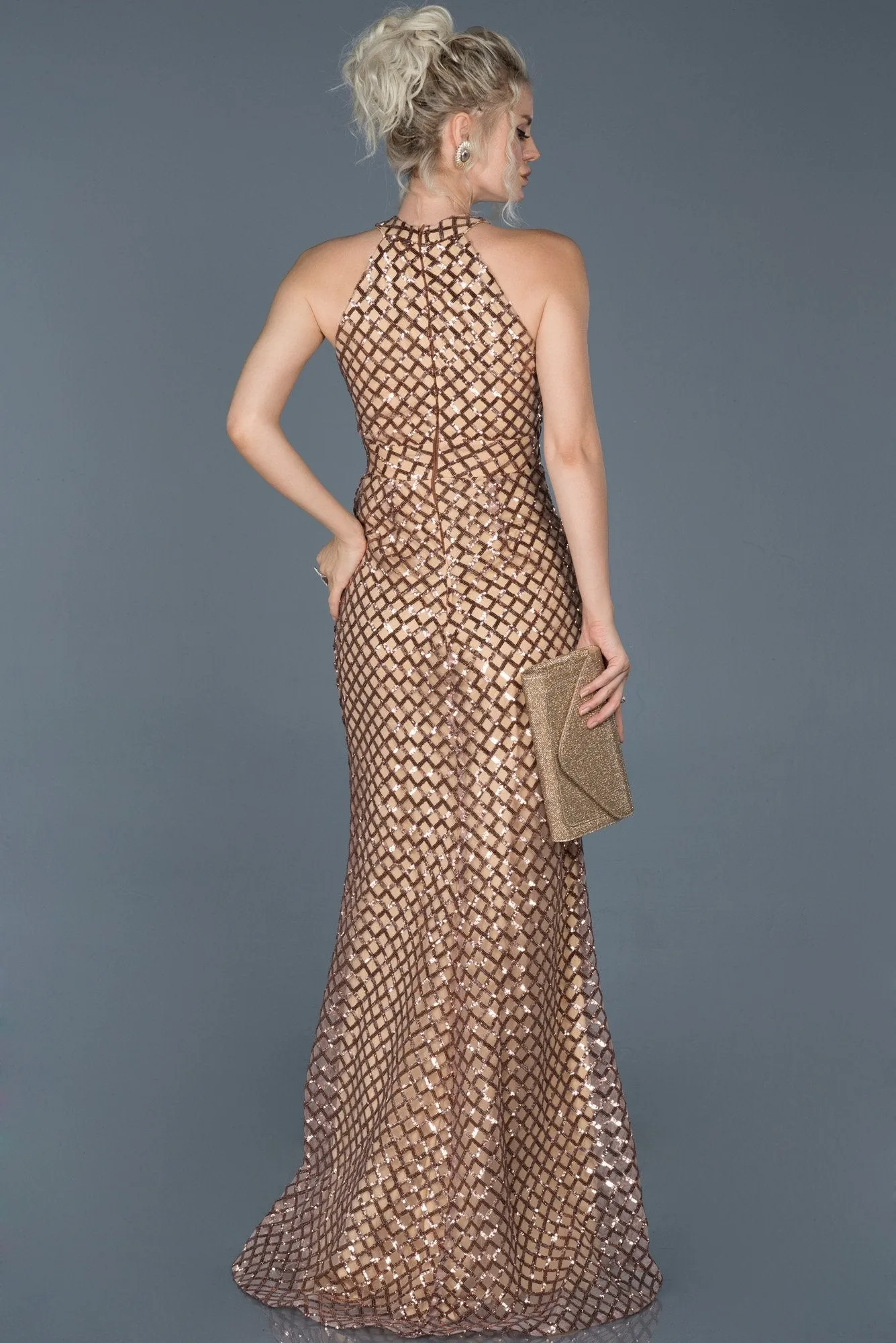 16080 Gold Sequined Mermaid Dress