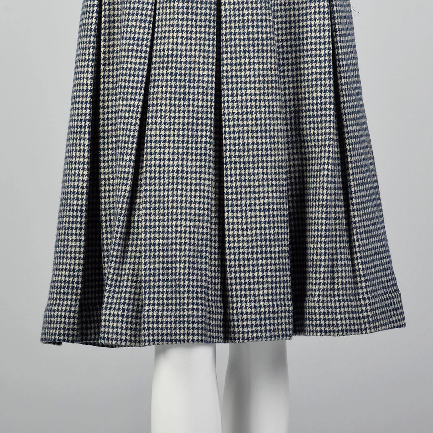 1960s Navy Blue Houndstooth Skirt Set