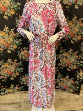 1970s Psychedelic Floral Maxi Dress