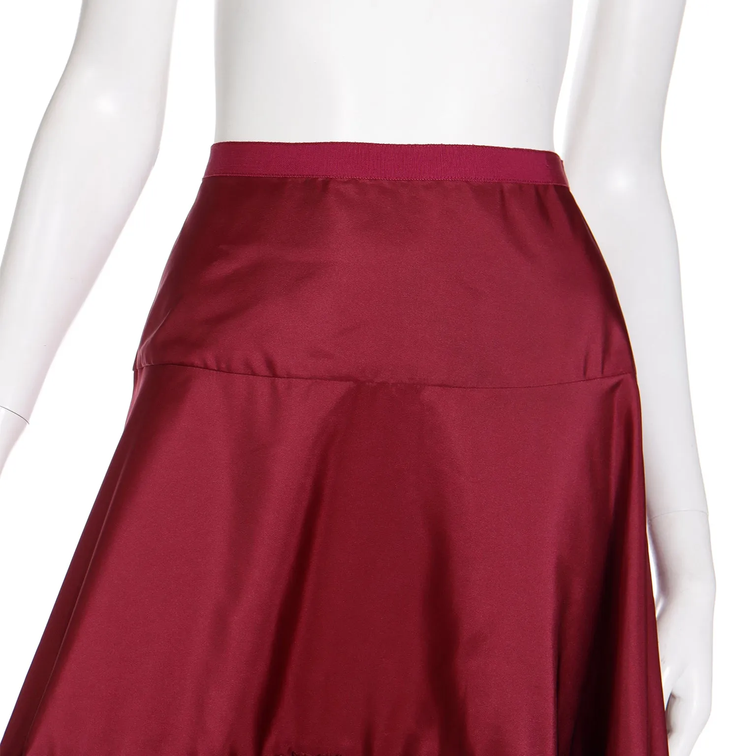 2000s Oscar de la Renta Burgundy Taffeta Pleated Evening Skirt