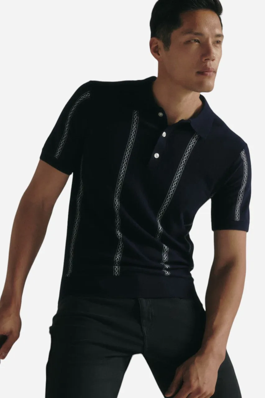 7 Diamonds Reagan Sweater Polo in Navy