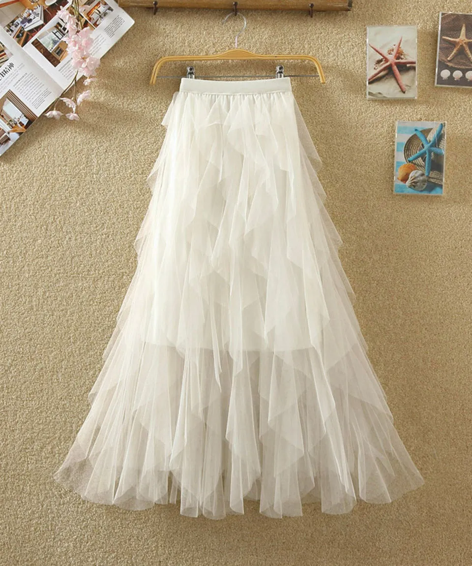 A line irregular tulle skirt girl fashion skirt  3504