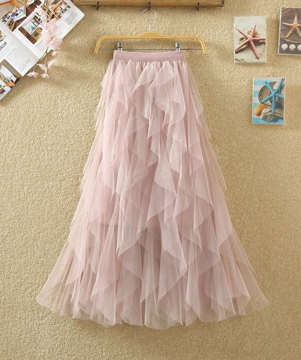 A line irregular tulle skirt girl fashion skirt  3504