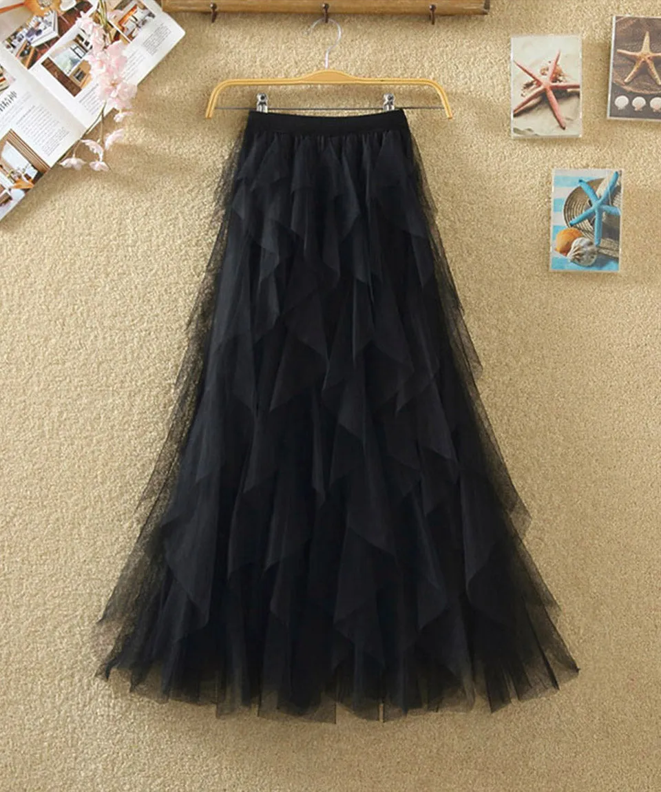 A line irregular tulle skirt girl fashion skirt  3504