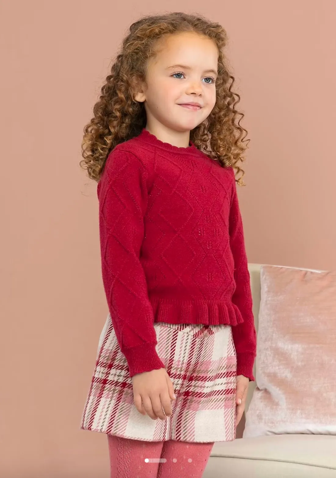 Abel & Lula Girls Raspberry Plaid Winter Shorts