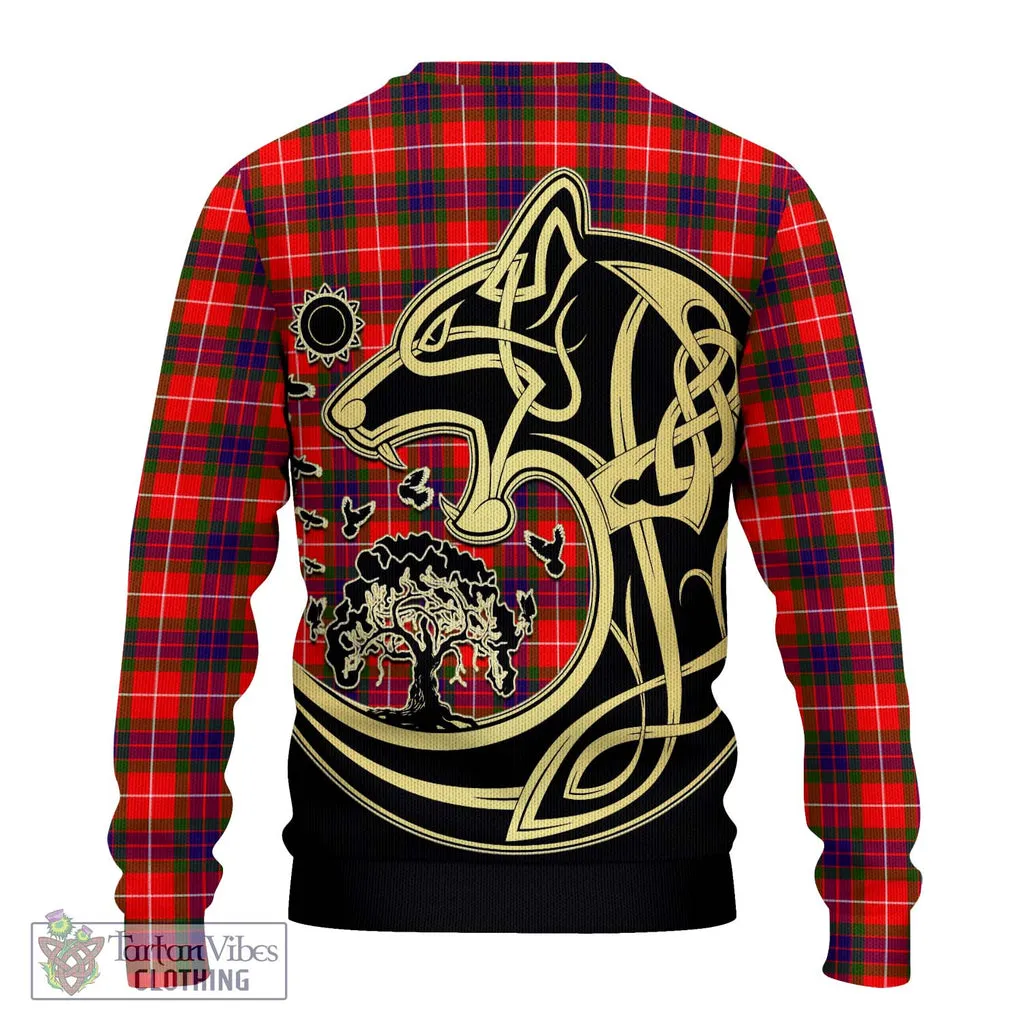 Abernethy Tartan Ugly Sweater with Family Crest Celtic Wolf Style