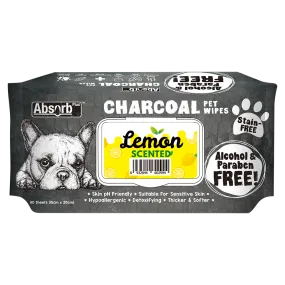 Absorb Plus Charcoal Pet Wipes Lemon Scented 15cm x 20cm - 80sheets