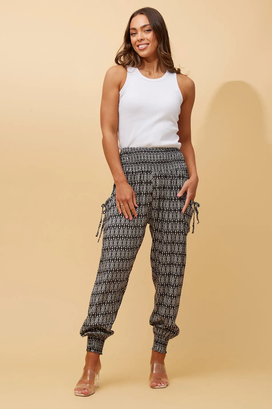 ABSTRACT PRINT BOHO HAREM PANTS