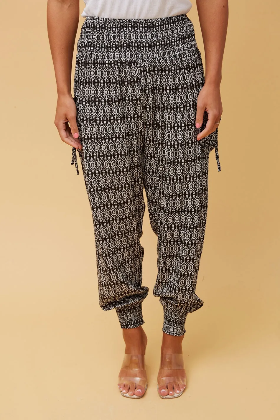 ABSTRACT PRINT BOHO HAREM PANTS