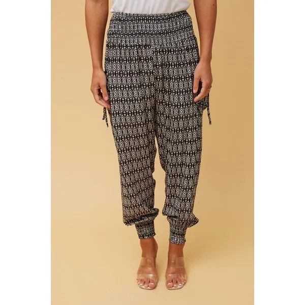 ABSTRACT PRINT BOHO HAREM PANTS