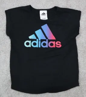 Adidas Graphic Logo T-Shirt Unisex Kids Size 6 Black Short Sleeves Round Neck