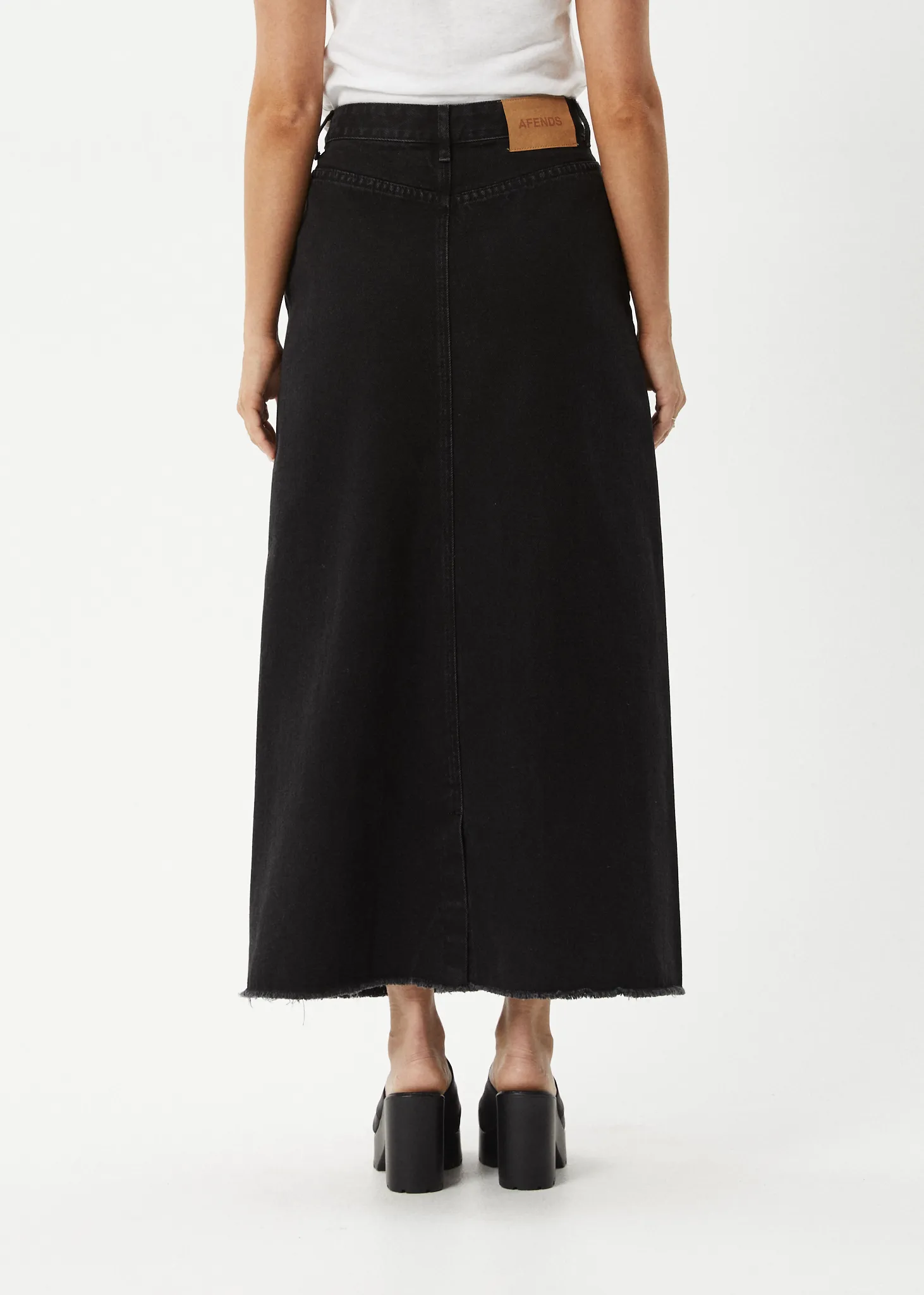 AFENDS Womens Chichi - Denim Midi Skirt - Washed Black