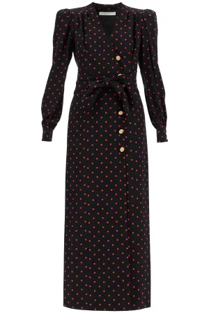 Alessandra Rich Silk Maxi Dress With Polka Dots