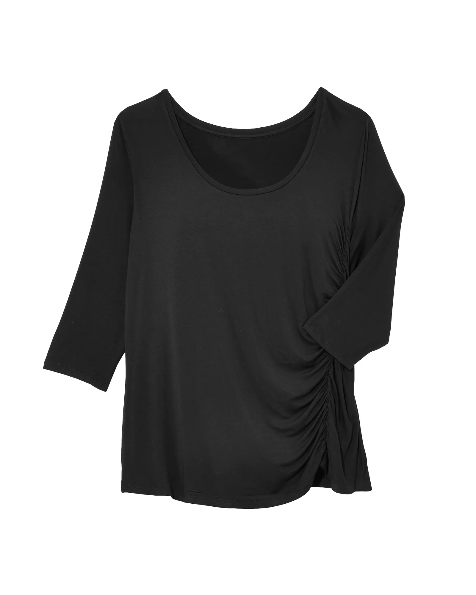 Alexandra Asymmetrical Rouched Top | Black