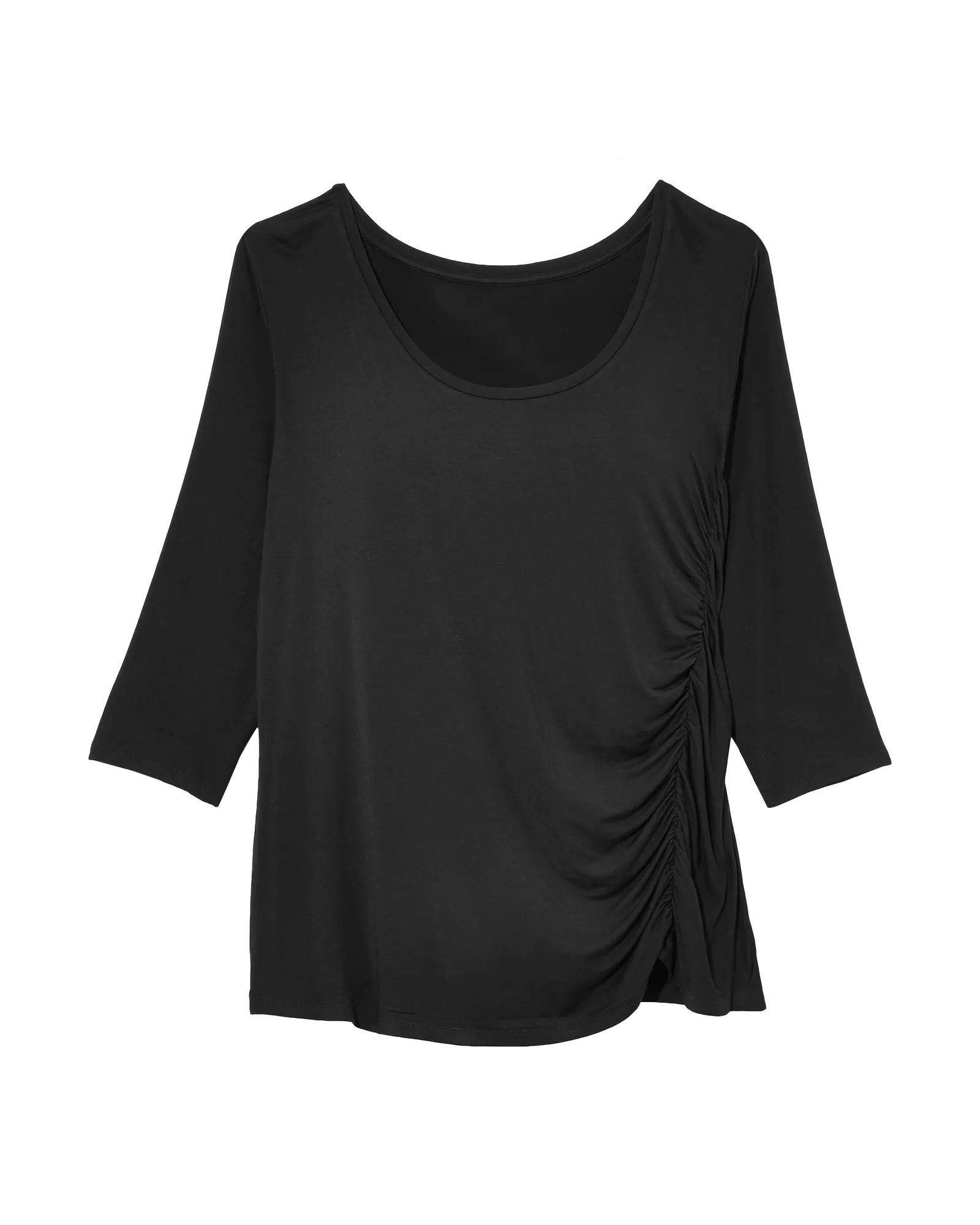 Alexandra Asymmetrical Rouched Top | Black