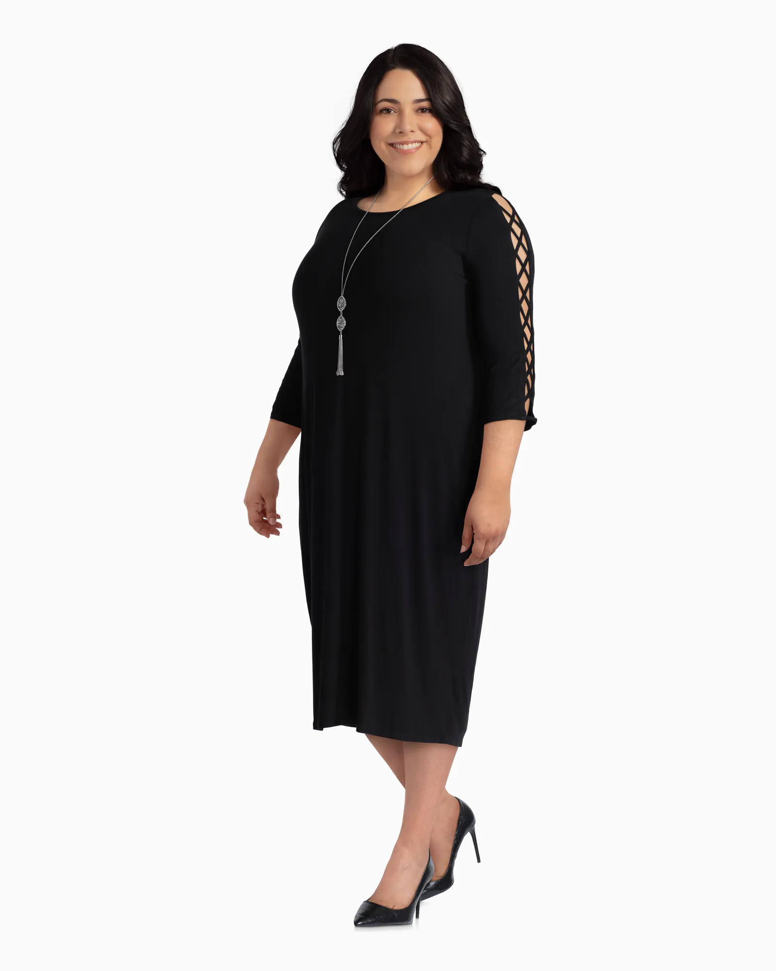 Anaheim Laced Sleeve Dress | Black