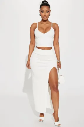 Anaya Ribbed Skirt Set - White