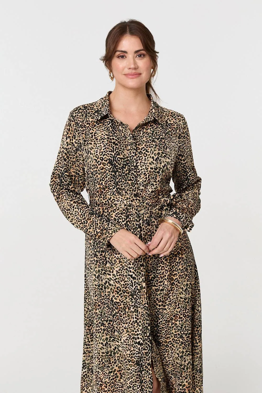 Animal Print Shirt Dress