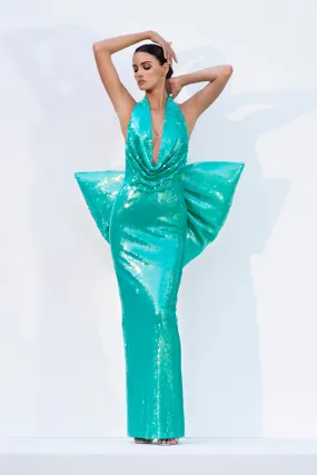 Aqua green sequined dress