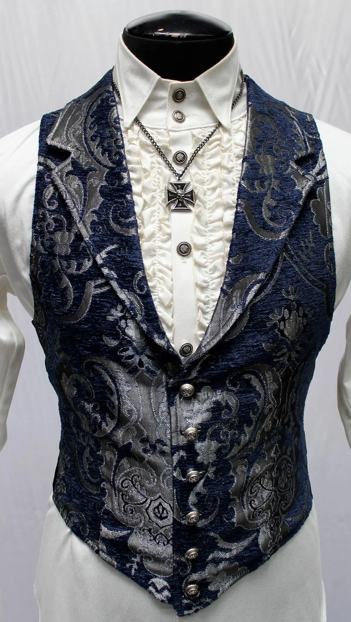 ARISTOCRAT VEST - BLUE/SILVER TAPESTRY