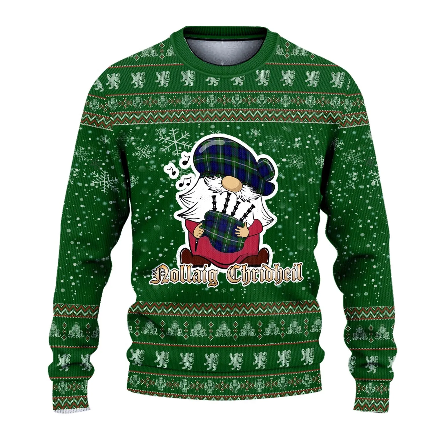 Bannerman Clan Christmas Family Ugly Sweater with Funny Gnome Playing Bagpipes