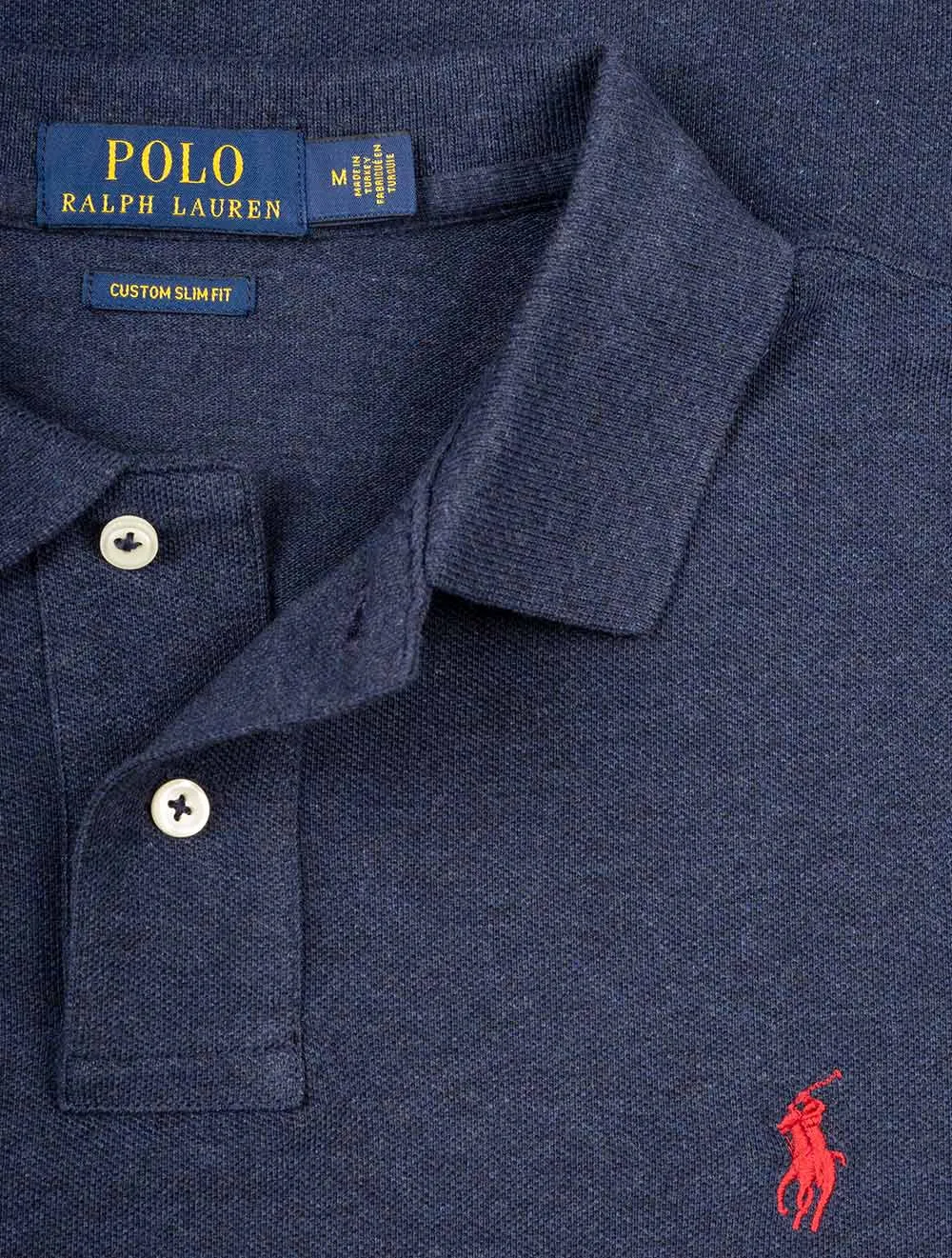 Basic Mesh Long Sleeve Polo Blue