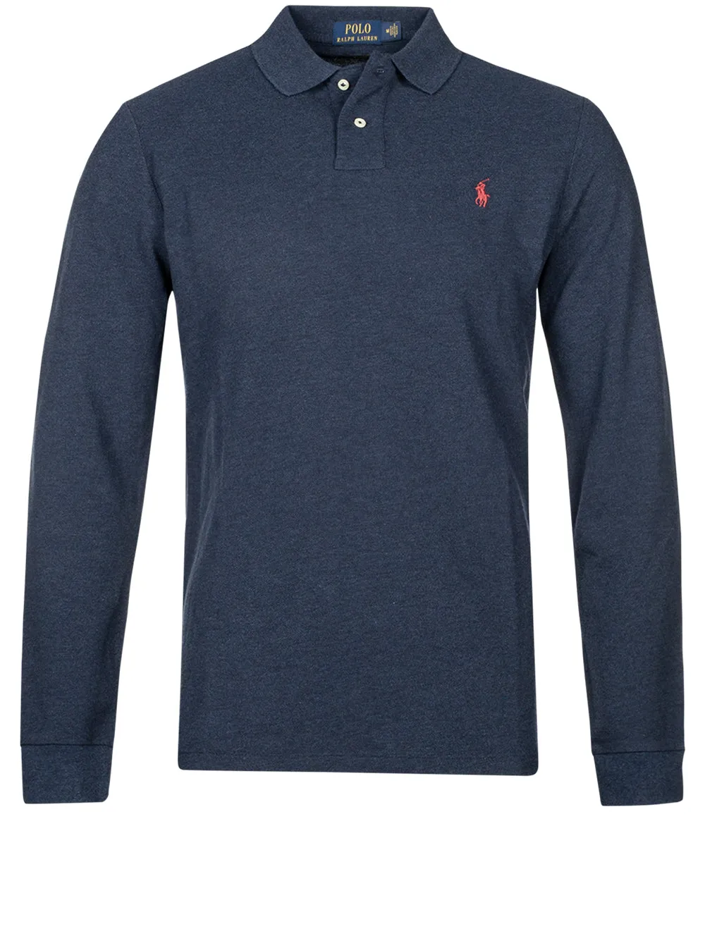 Basic Mesh Long Sleeve Polo Blue