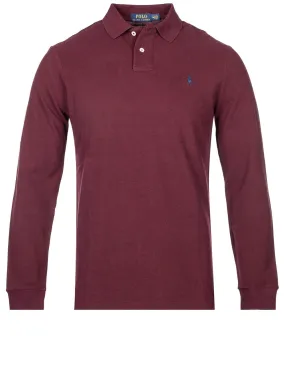 Basic Mesh Long Sleeve Polo Dark Red