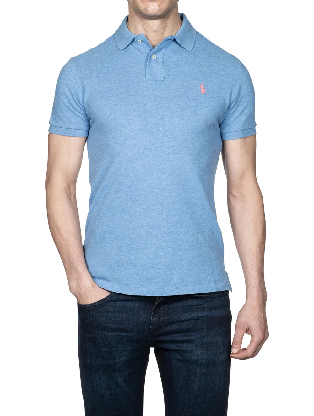 Basic Mesh Polo Soft Royal Heather