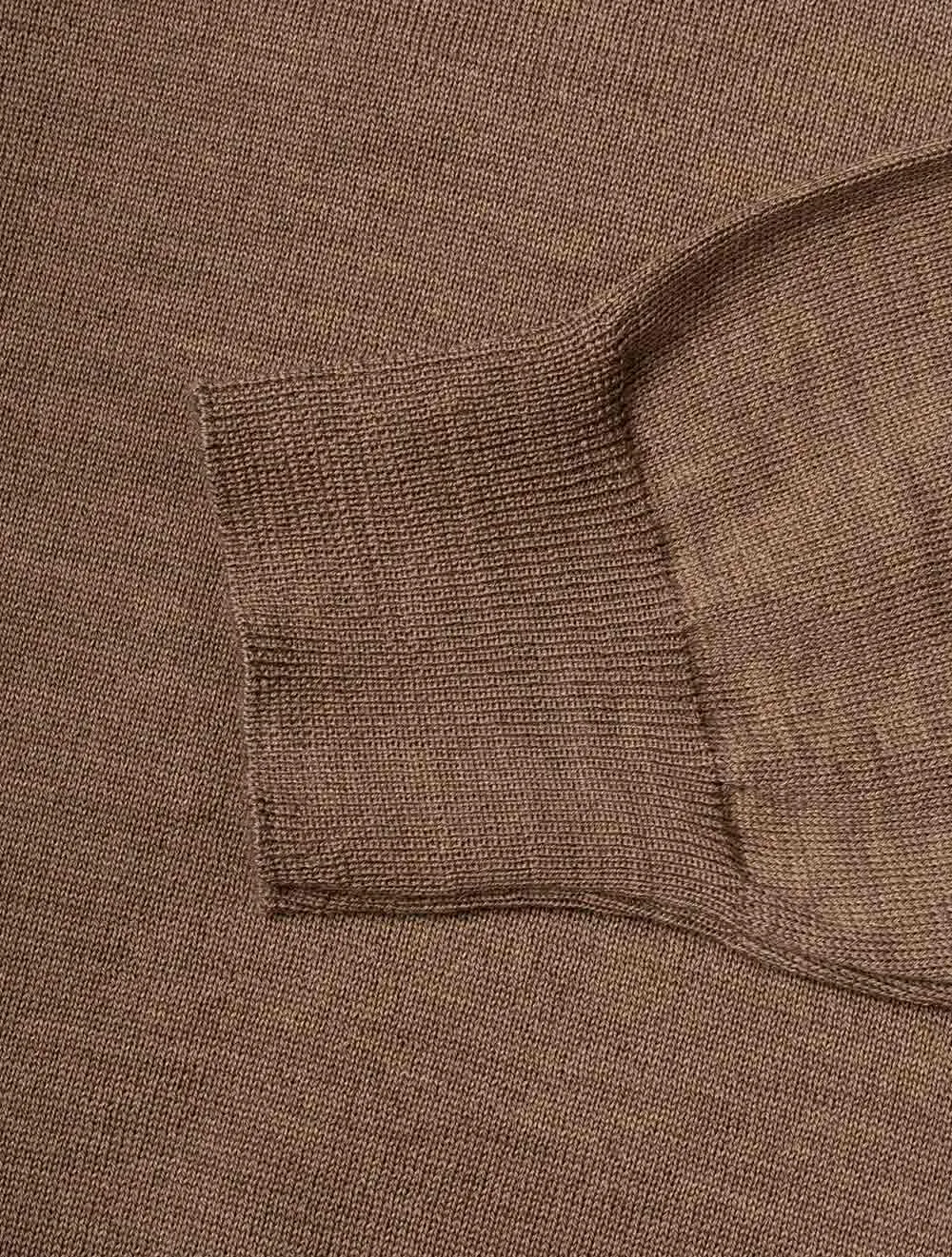 Beige Roll Neck Fine Merino Wool Jumper