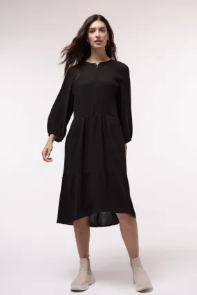 Black Midi Dress with Structure Lanius