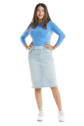 Bleach Blue Knee Length Jean Skirt for Women 'Manhattan'