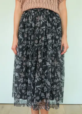 Blooming Orchid Black Floral Skirt - Final Few