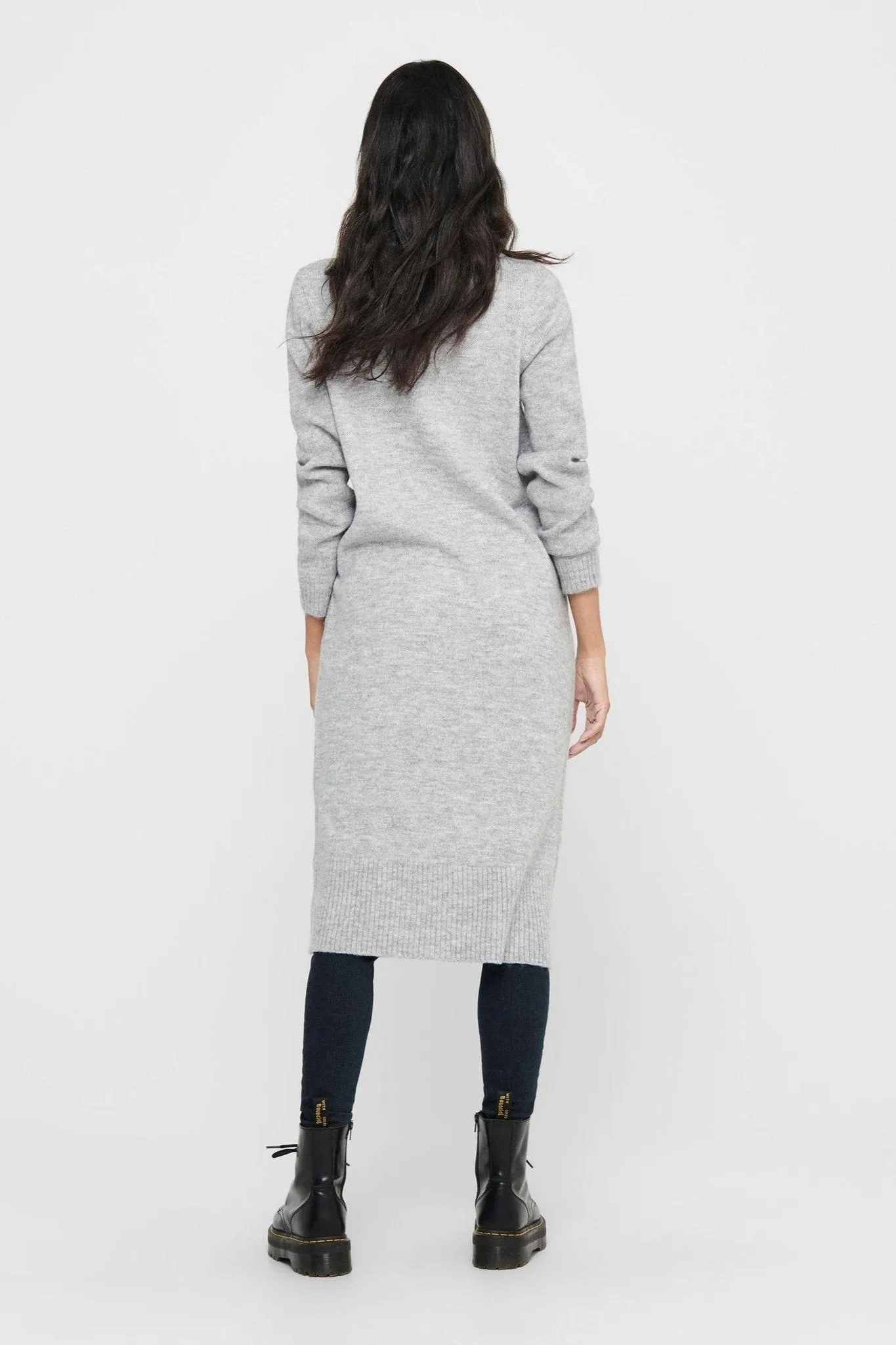 Brandie Roll Neck Dress - Light Grey Melange