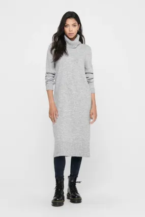 Brandie Roll Neck Dress - Light Grey Melange