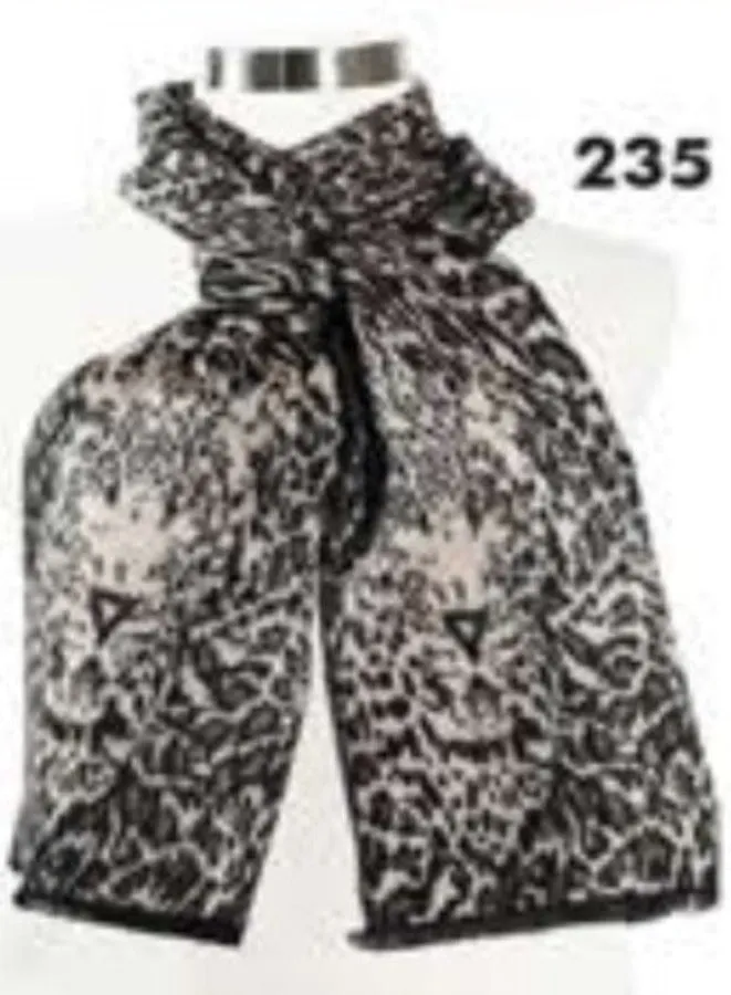 Cashmere Scarf- Black/Tan Leopard Print PSC 235