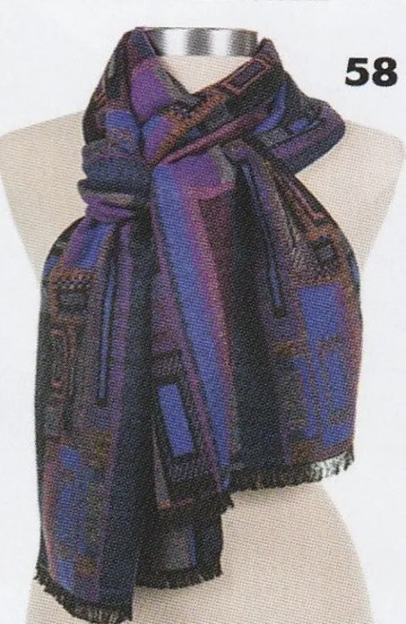 Cashmere Scarf- Blue/Purple Print