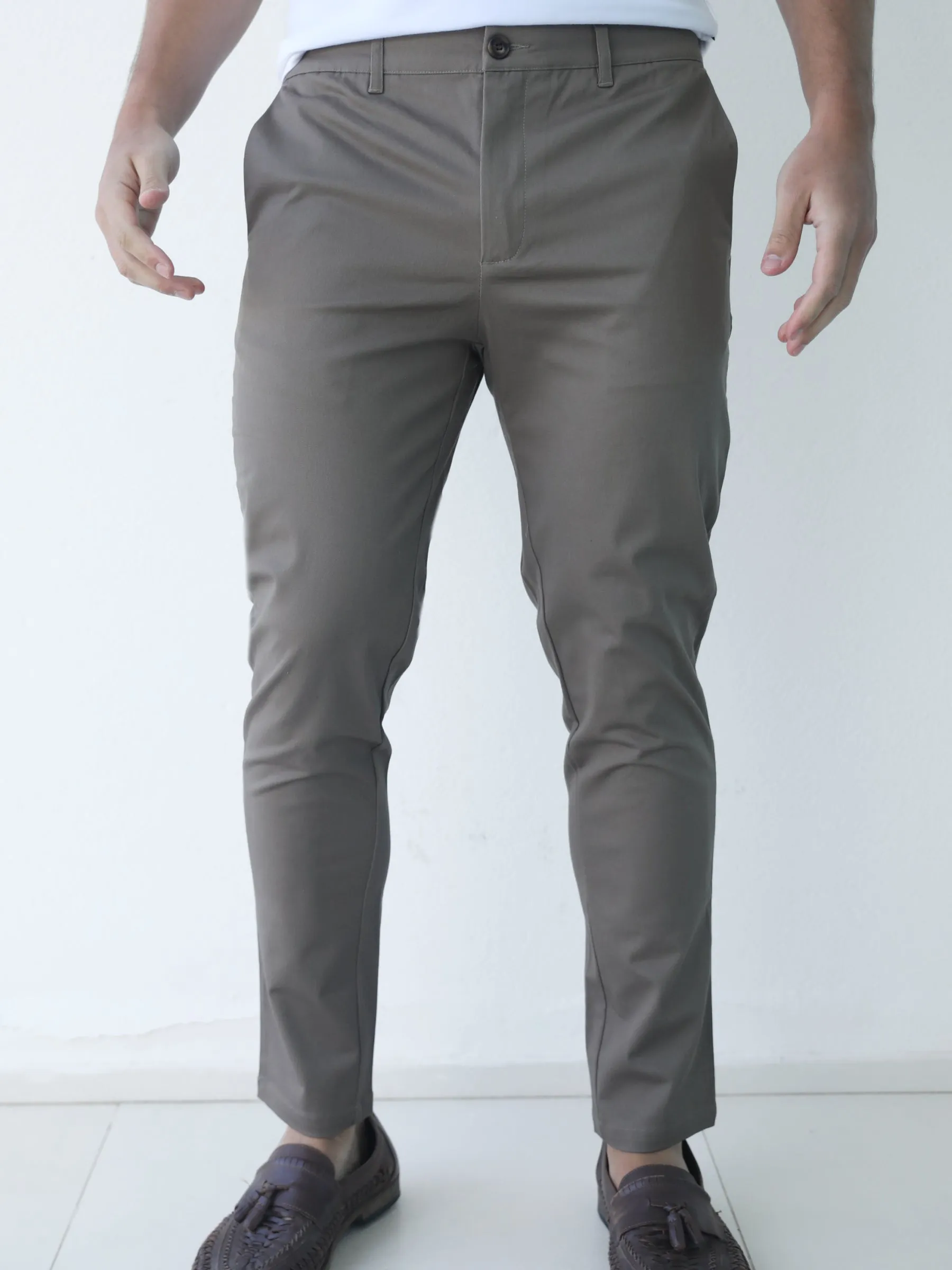 Cavill Slim Fit Tailored Chinos - Khaki Green