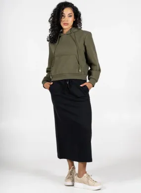 Charly Fleece Front Pocket Skirt | Black