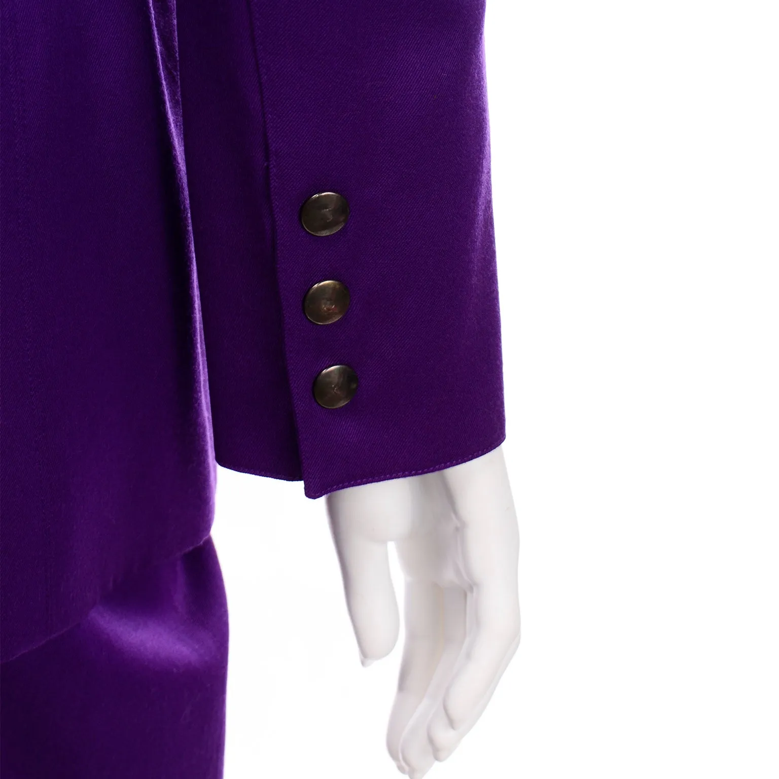 Claude Montana Purple Skirt Jacket Suit With Metal Woven Leather Belt