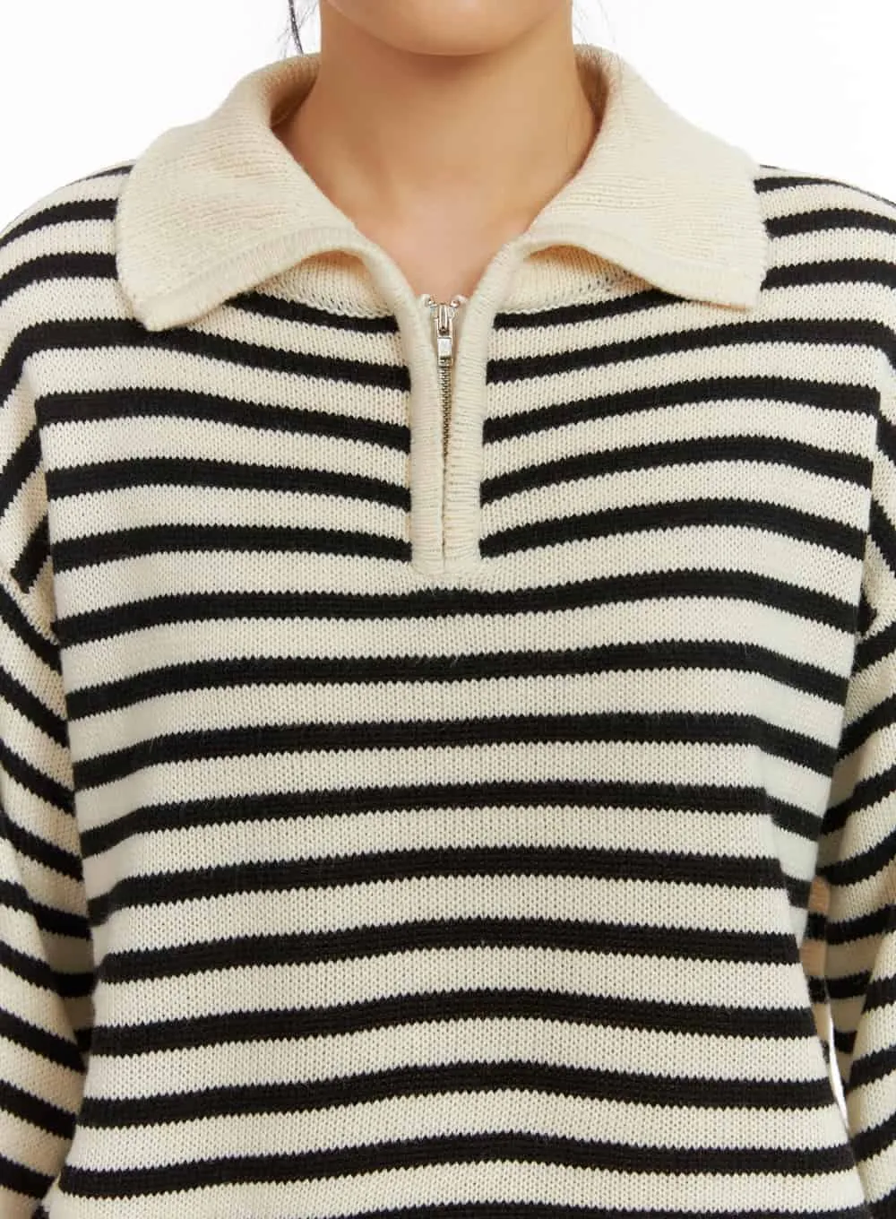 Collared Zip-Up Neck Pullover IA417