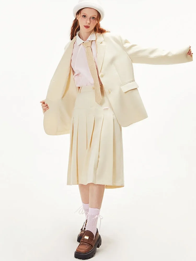 College Style Tailored Jacket & Pleated Skirt【s0000003551】