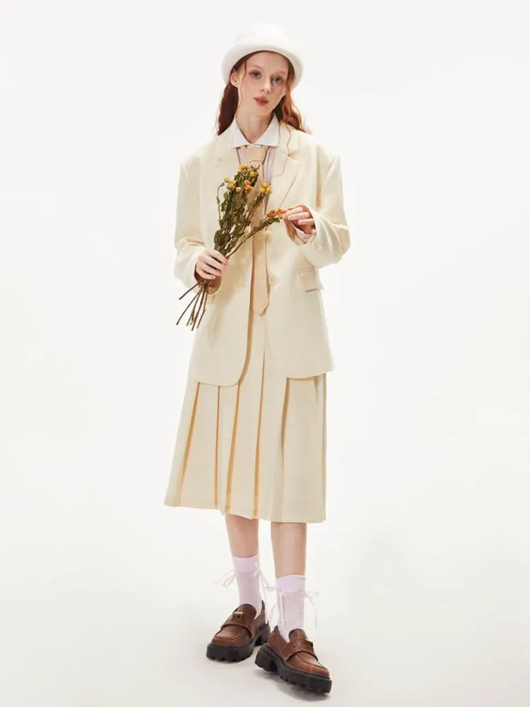 College Style Tailored Jacket & Pleated Skirt【s0000003551】