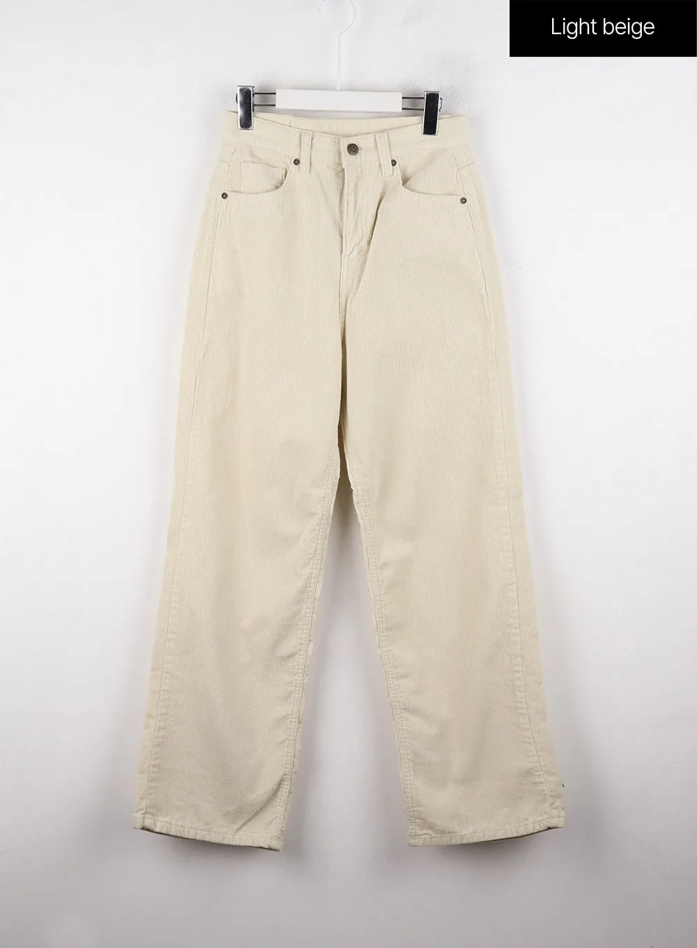 Corduroy Mid-Waist Solid Straight Pants OD320