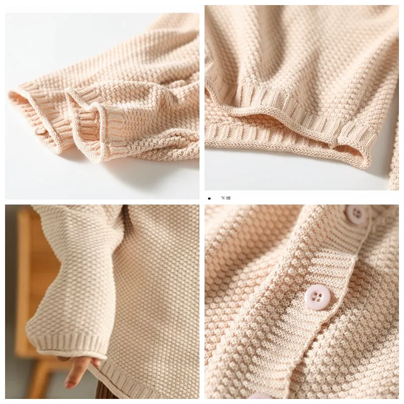 Cotton Sweater for Women, Casual Knit Sweater, Beige Cardigan Sweater